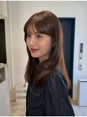 顔周りレイヤーカットくびれヘアミルクティーベージュカラー韓国