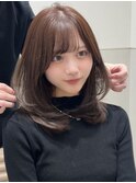 ミディアム/ワンホンレイヤーカット/ベージュ/天神/大名/博多/