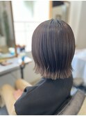 切りっぱなしボブ/外はねボブ/アッシュ/アッシュブラウン