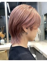 メンズハイトーンミルクティーピンクベージュカラーダブルカラー