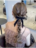 編みおろしポニー / お呼ばれヘアセット / ヘアアレンジ / 太田