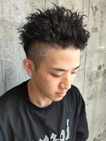 ソレイユ バイ アルフレッド(SOLEIL by alfRed)&nbsp;ツーブロック　オールバック　ツイストスパイラルパーマ　黒髪