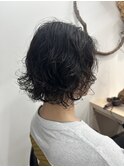 ツイストスパイラルパーマメンズマッシュ刈り上げ 奥東巧真