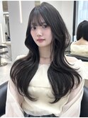 韓国ヘア/レイヤーカット/前髪顔まわりカット/透明感カラー