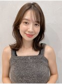 ココアベージュグラゲヘアーくびれ小顔オリーブグレー
