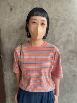 ヘアーメイク グレース 本店(HAIR MAKE GRACE) ぷつんとボブ×ブルーカラー