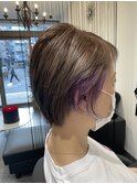 【pams】 スモーキーベージュ×パープル