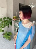 ボブ/裾カラー/ピンクヘア
