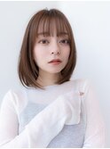 20代30代大人可愛い小顔ボブ/斜めバンググレージュカラー