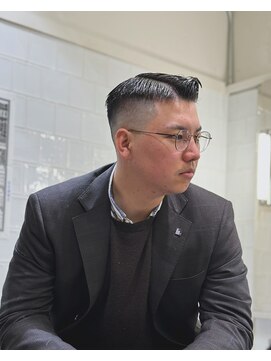 メリケンバーバーショップ フクオカ(MERICAN BARBERSHOP FUK) ハイライトマッシュパーマウルフアッシュブラック