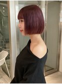 【深めレッド】【ワインレッド】【ボブ】【shiho】