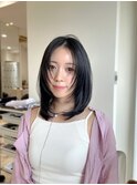 顔まわりレイヤー　ワンカールミディアム　前髪なし