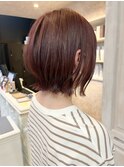 福山人気外ハネくびれボブピンクブラウンブリーチなし10代20代