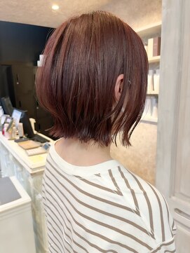 キャアリー(Caary) 福山人気外ハネくびれボブピンクブラウンブリーチなし10代20代