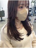 大人美人艶カラーベージュ小顔カット透明感レイヤーロング