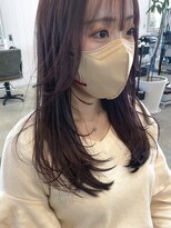 シェル 津山の手店(shel)&nbsp;大人美人艶カラーベージュ小顔カット透明感レイヤーロング