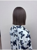 ◎透明感ブリーチカラーグレー×小顔ボブ30代40代