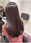髪質改善ストレート ローズブラウン 20代 ロング ブリーチなし