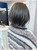 福山人気オリーブグレージュくびれレイヤーボブ艶ケアカラー小顔