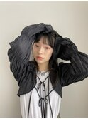 レイヤーミニウルフチェリーブラウンショート美髪前下がりボブ