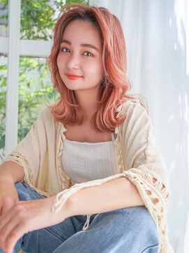 アンジェリカラボ(ANGELICA LABO) ANGELICA 外はねミディアム ハイトーンオレンジカラー