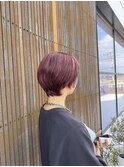 丸みショート×チェリーピンク