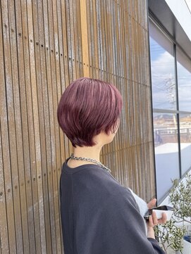 カッツ 東尾道店(CUT S) 丸みショート×チェリーピンク