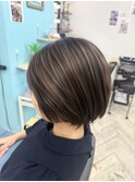 ショートレイヤー ハイライト 名東区 ミルクティーベージュ