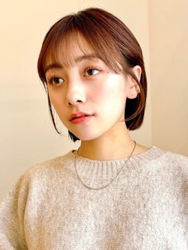 セイドット オモテサンドウ(Say. omotesando) Say.ショートボブミニボブ丸みショートオリーブグレー暗めカラー