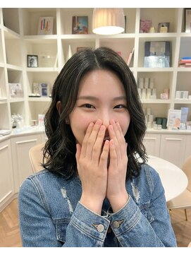 ハーツオオサカ(HE:ARTS OSAKA) くびれタンバルモリパーマボブナチュラル暗髪カラー