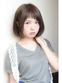 大人可愛いオン眉アシメグレージュ小顔ぱっつんボブ奈良清水