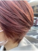 ショートヘア コーラルピンク 最上