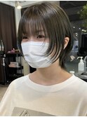 △ブリーチなし韓国風オリーブグレージュウルフカットロブヘア
