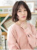 大人ハイライトくせ毛風ボブシースルー前髪c5上尾20代30代40代