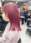 ダブルカラーピンクベージュピンクカラーケアブリーチミニボブ