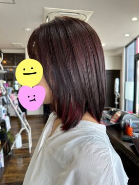 美容室 夢先案内 馴染ませピンクインナーデザインカラー