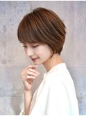 大人ガーリー チョコレート プリカール 小顔 丸みショートボブ