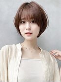 say.丸みショートレイヤーボブハイライトアッシュオリーブ