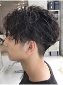 ツイストスパイラルパーマツイストパーマメンズかき上げヘア