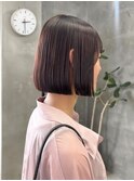 切りっぱなしボブ、透明感ブラウン、顎ボブ