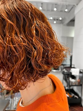 ラレイ ハラジュク(Lalei harajuku) 原宿アプリコットオレンジスパイラルパーマウェーブヘアボブヘア