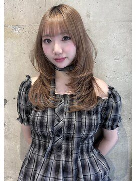 ボタン 熊本(VOTAN) ハッシュカット/韓国ヘア/ハイレイヤー/ミルクティーベージュ