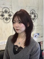 ヘアーアンドメイク シークタチカワ 立川店(Hair&Make Seek) ハッシュカット×ブリーチなしチェリーレッド