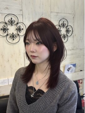 ヘアーアンドメイク シークタチカワ 立川店(Hair&Make Seek) ハッシュカット×ブリーチなしチェリーレッド