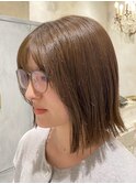 ミルクティベージュカラーミニボブ大人ショートボブショート