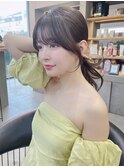 イメチェン外ハネボブ美髪ワイドバング顔周りレイヤーカット