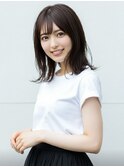 小顔外ハネミディアムアッシュ20代30代40代くびれミディ韓国ヘア