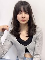 韓国レイヤーロング美髪グレージュアッシュインナーグレージュ