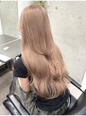 ブリーチなしダブルカラーヘーゼルベージュ顔まわりレイヤー