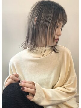 エル セルカ 高田馬場(el CERCA) シースルー切りっぱなし外ハネボブ×外国人風グレージュカラー